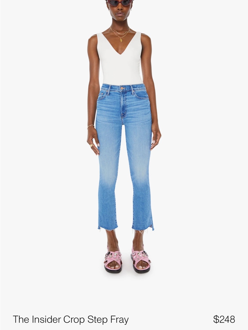 Mother denim the insider crop step fray 28